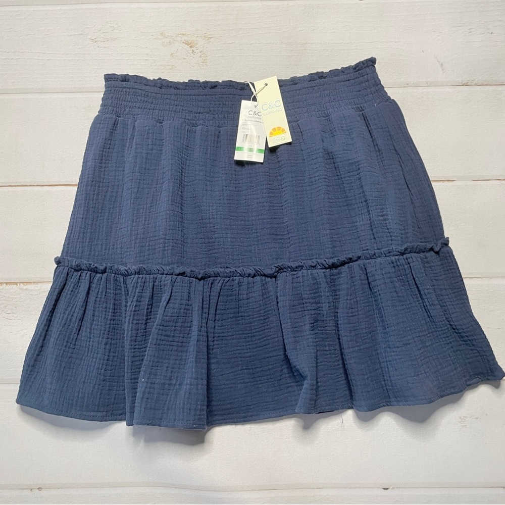 NWT - C&C California - Women’s Blue 100% Cotton Skirt - Size Large *